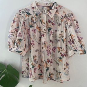 Anthropologie button down vintage floral top